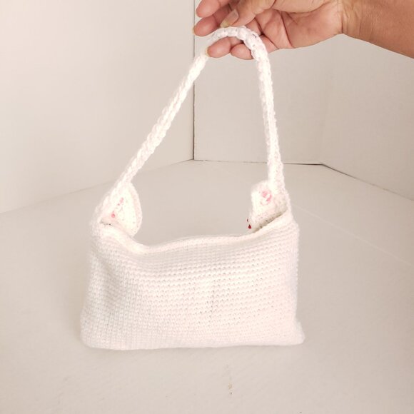Handmade Hello Kitty White Crochet Hand Shoulder Bag - Picture 3 of 10